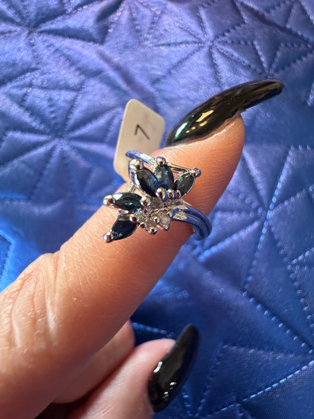 Park Lane Blue & Silver-Tone Cluster Ring – Size 7